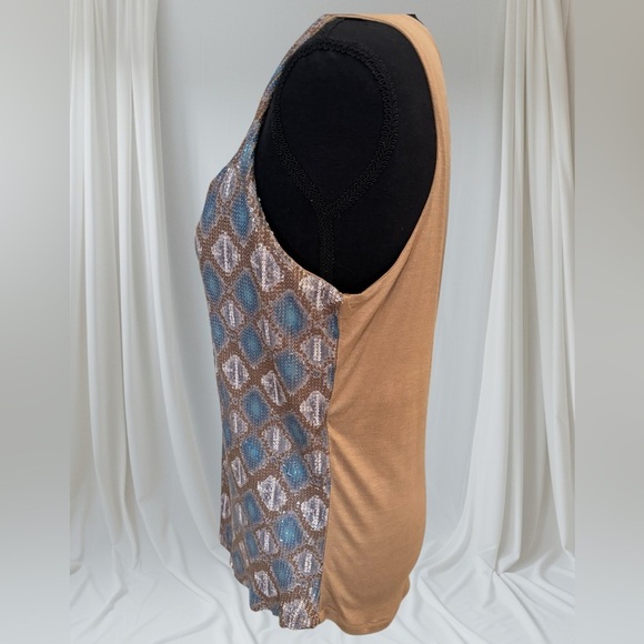 AREA.NYC HAUTE COUTURE BLUE & TAN SEQUIN DRESSY COCKTAIL FORMAL LUXURY TOP SZ M - Picture 4 of 9